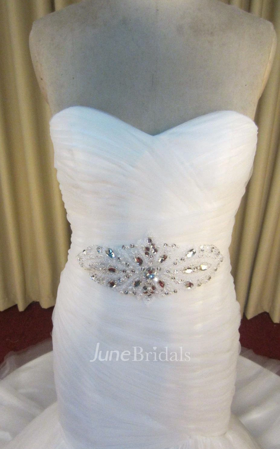 Trumpet Sweetheart Bell Sleeve Organza Satin Dress With Beading