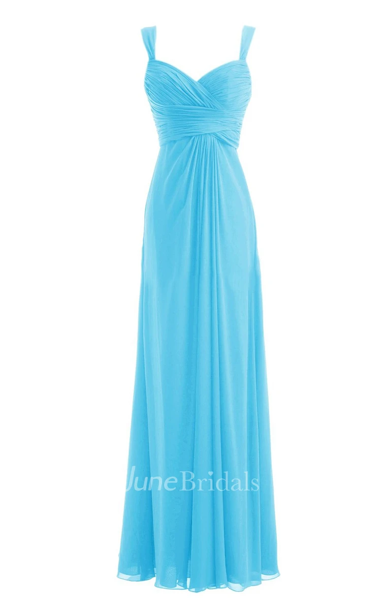 Straps Sweetheart Ruched Chiffon A-line Dress