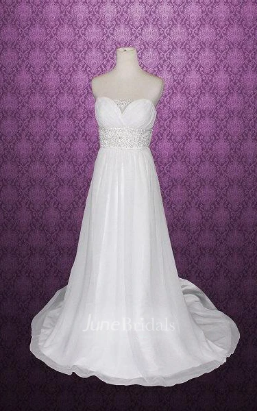 Sweetheart A-Line Criss Cross Dress With Beading And Pleats