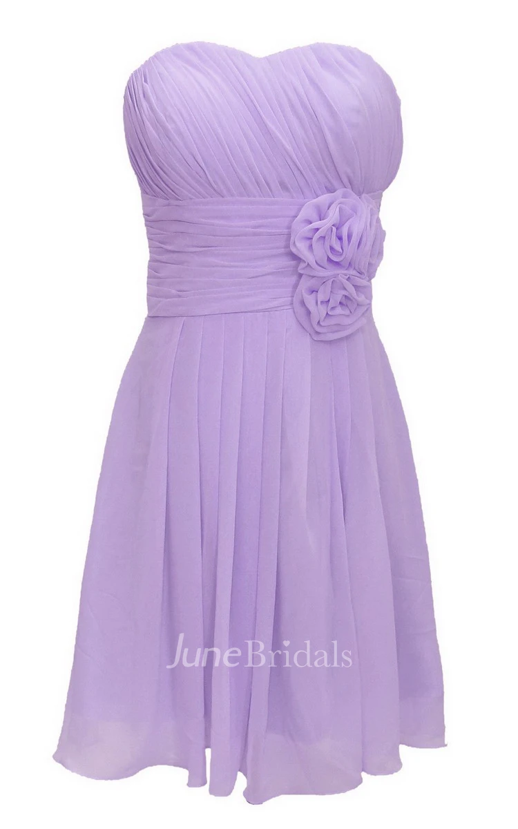 One-shoulder Sweetheart Short Dress With Floral Band