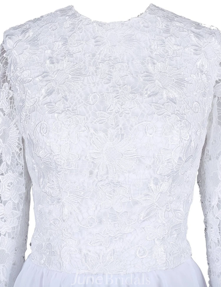 Scoop Long Sleeve Lace Bodice Bridal Dress