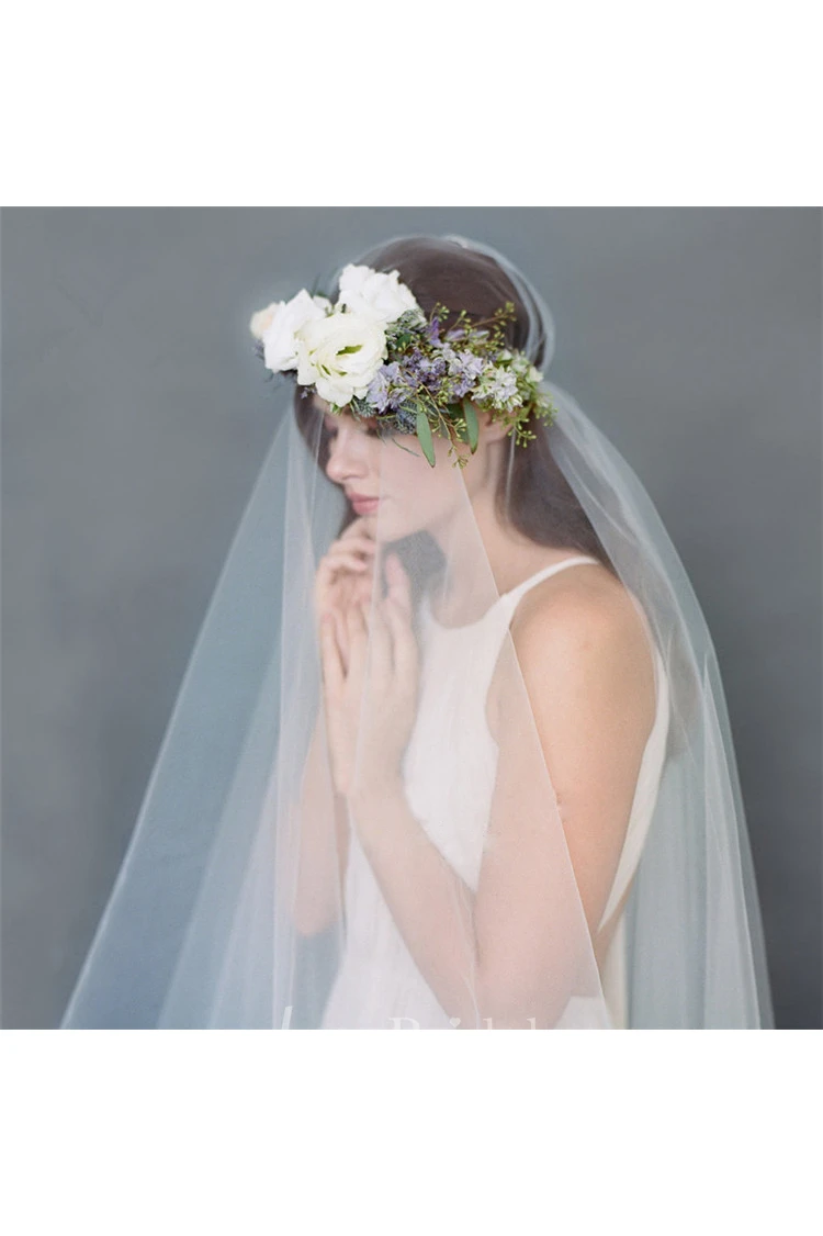 Simple Romantic Tulle Long Wedding Veil