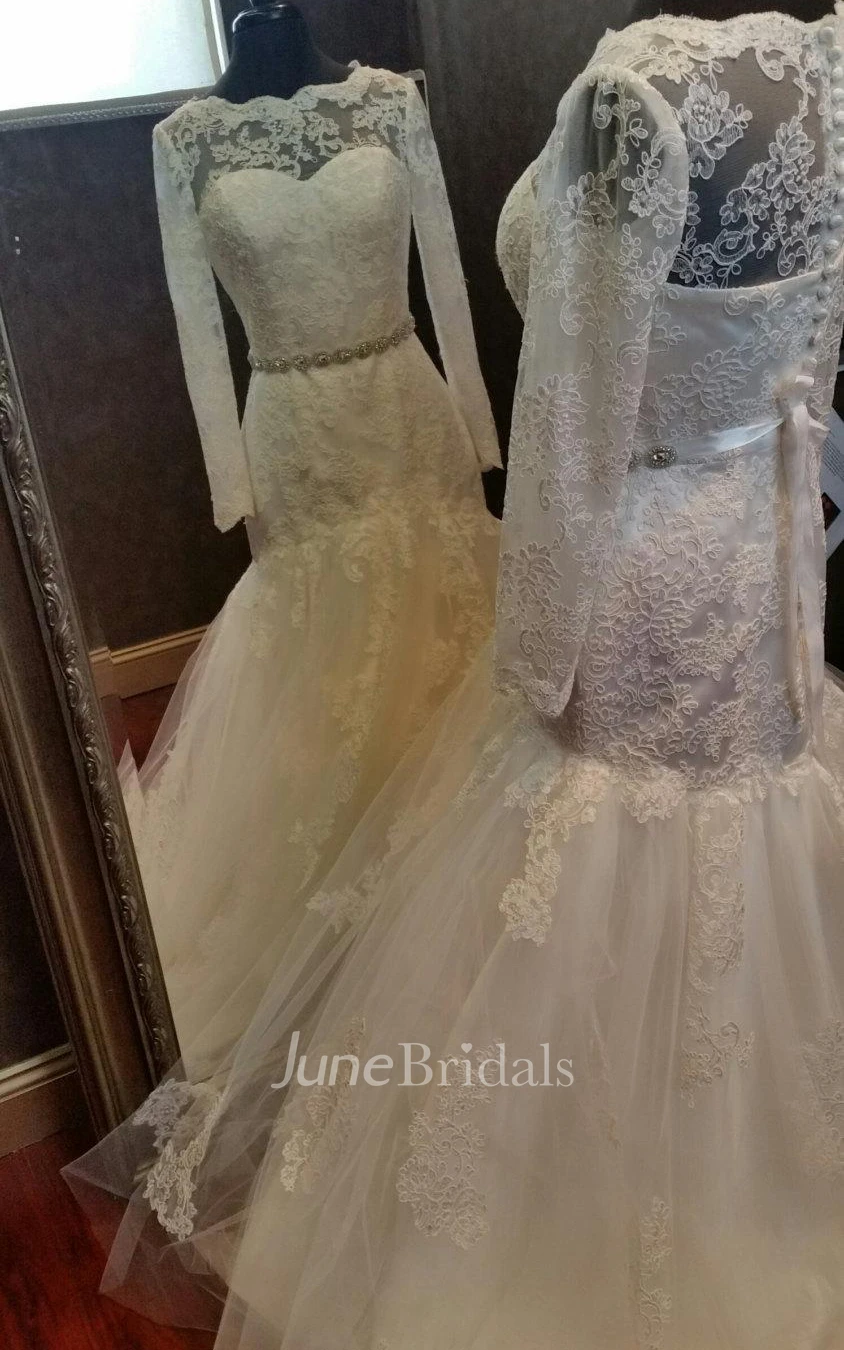 Modest Wedding With Long Lace Sleeves Bridal Gown Dress