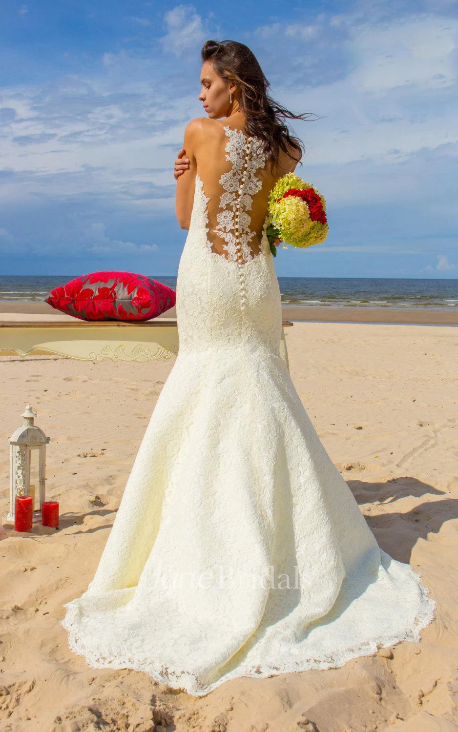 Trumpet Tulle Lace Weddig Dress With Illusion