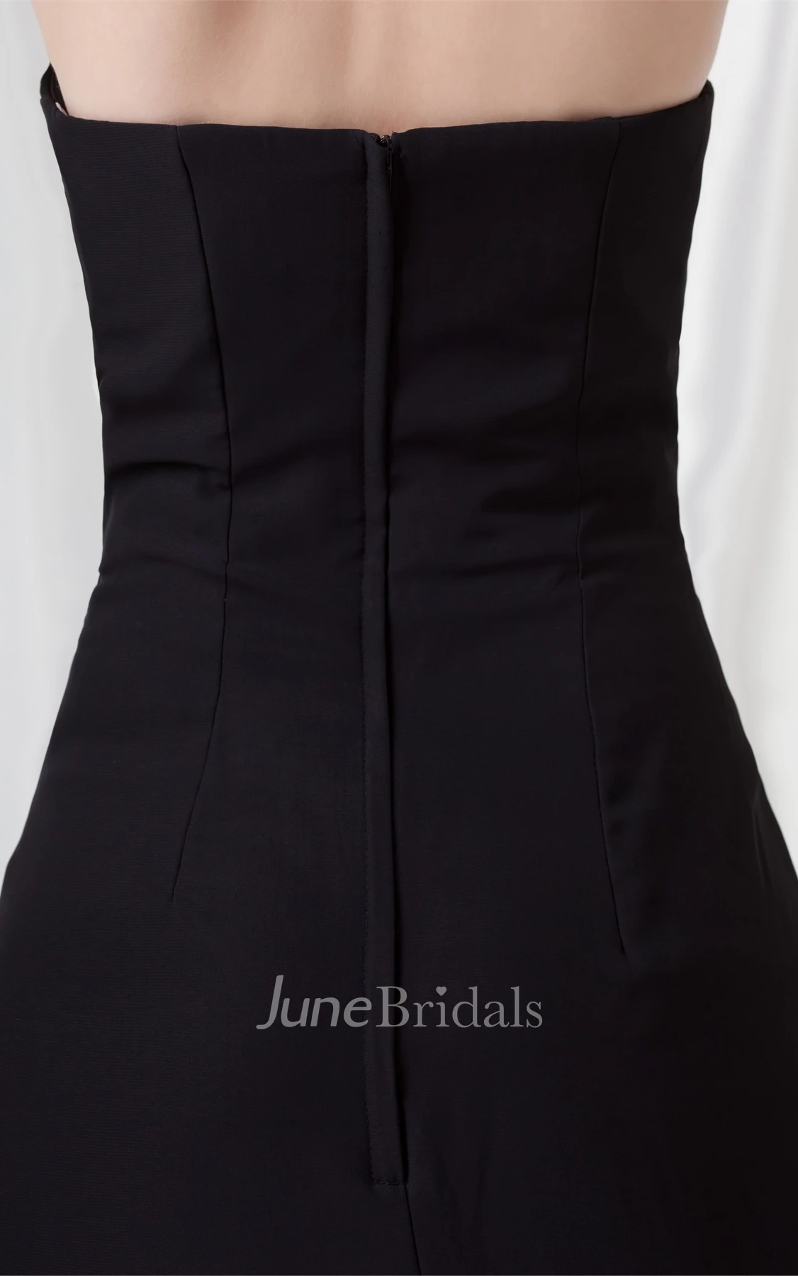 Strapless Chiffon Floor-Length Gown with Draping and Sweep Train