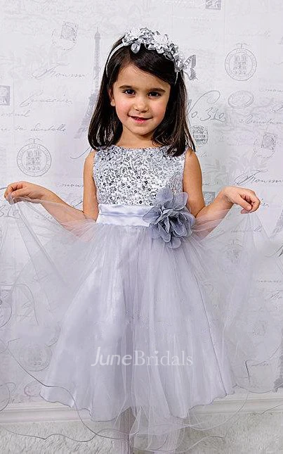 Aqua Flower Girl Special Occasion Pleated Tulle Dress with Flower Belt