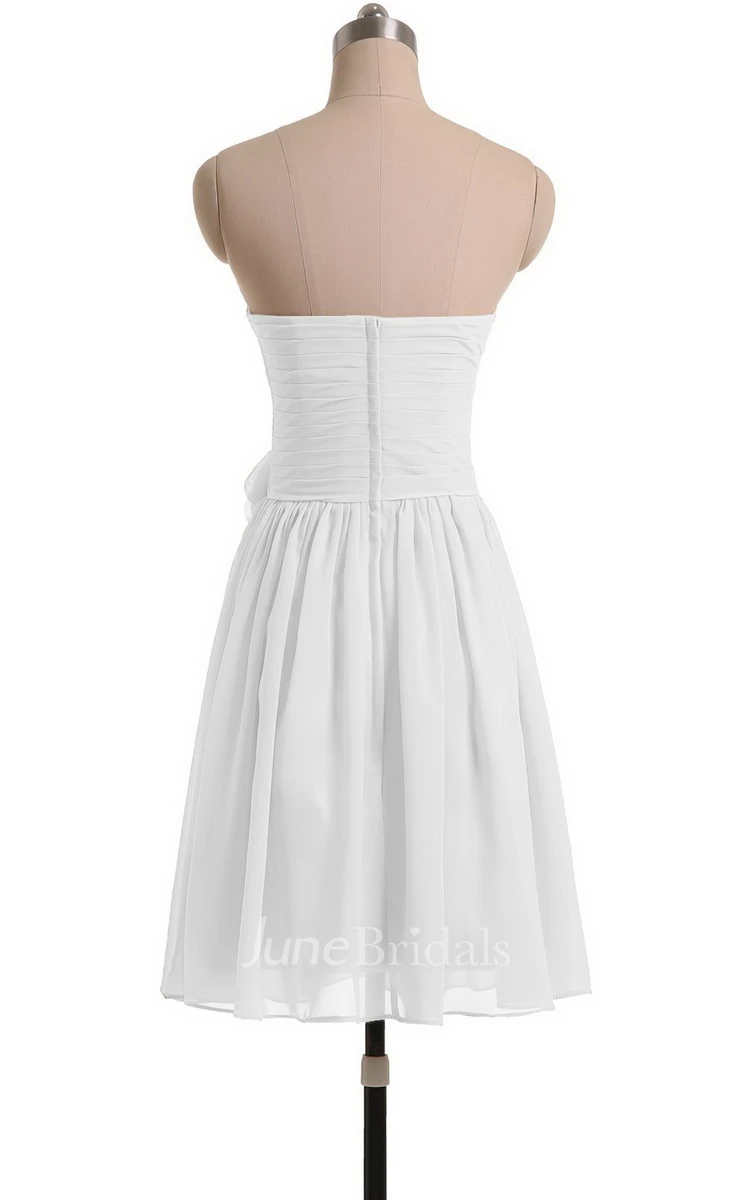Sweetheart A-line Short Chiffon Dress With Flower