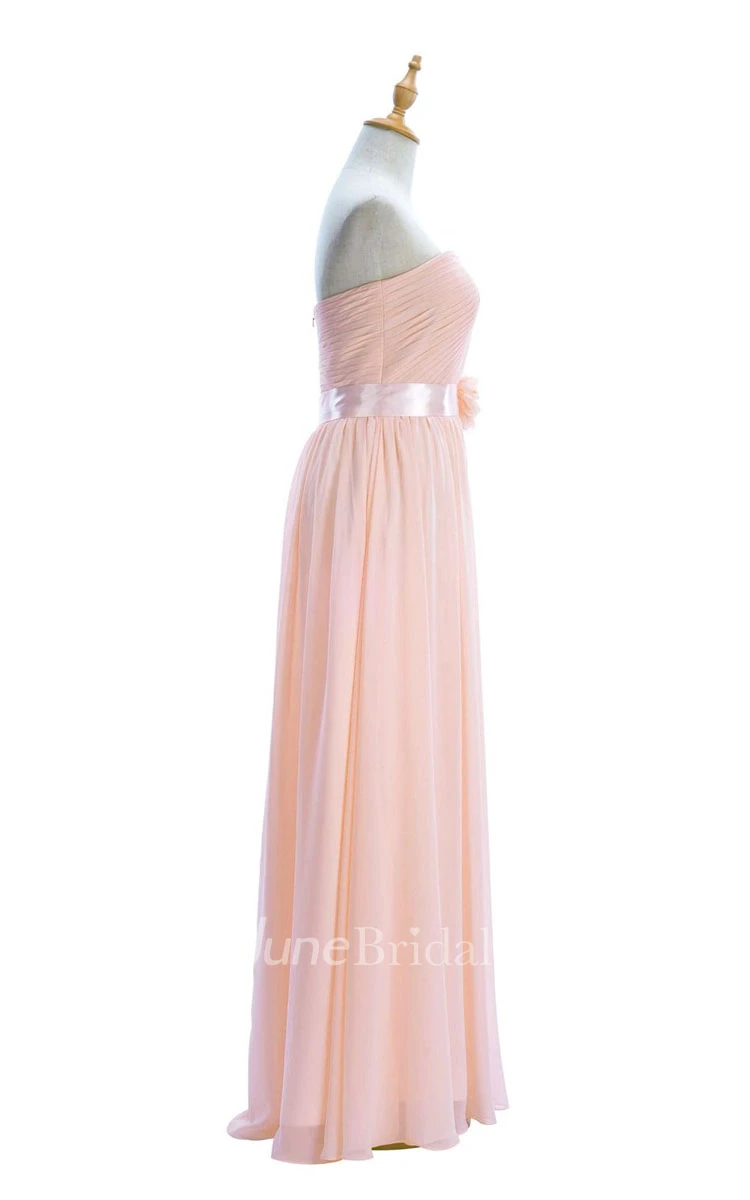 One-shoulder Sweetheart Long Empire Dress With Side Slit