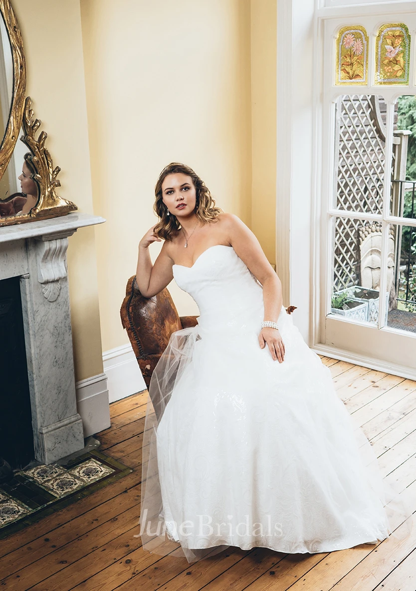 A-Line Long Sweetheart Sleeveless Tulle  Dress