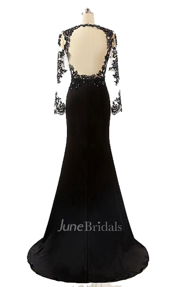 Mermaid Long Sleeve Tulle Dress With Beading