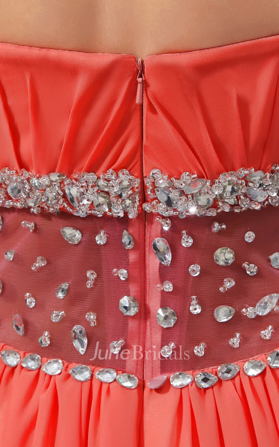 Empire Sweetheart Sleeveless Sexy Gown With Shiny Waist Side Split