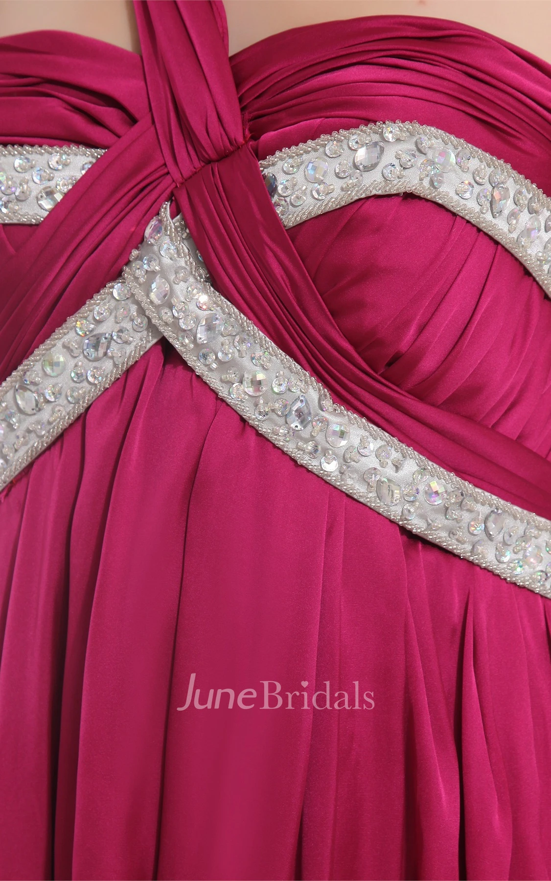 Sleeveless Embroideries Floor-Length Dress with Pleats and Beading