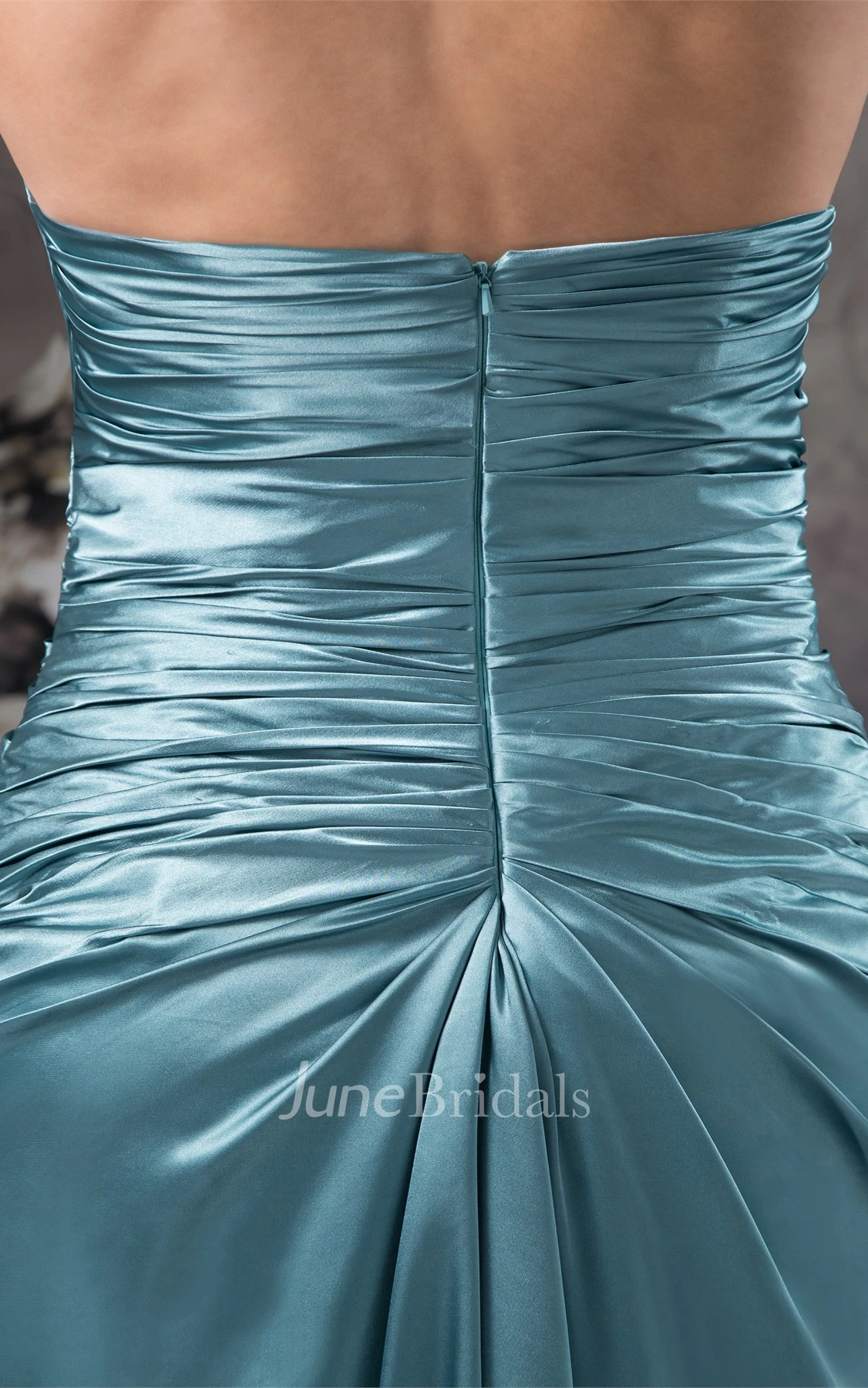 Strapless Criss-Cross Floor-Length Gown with Flower