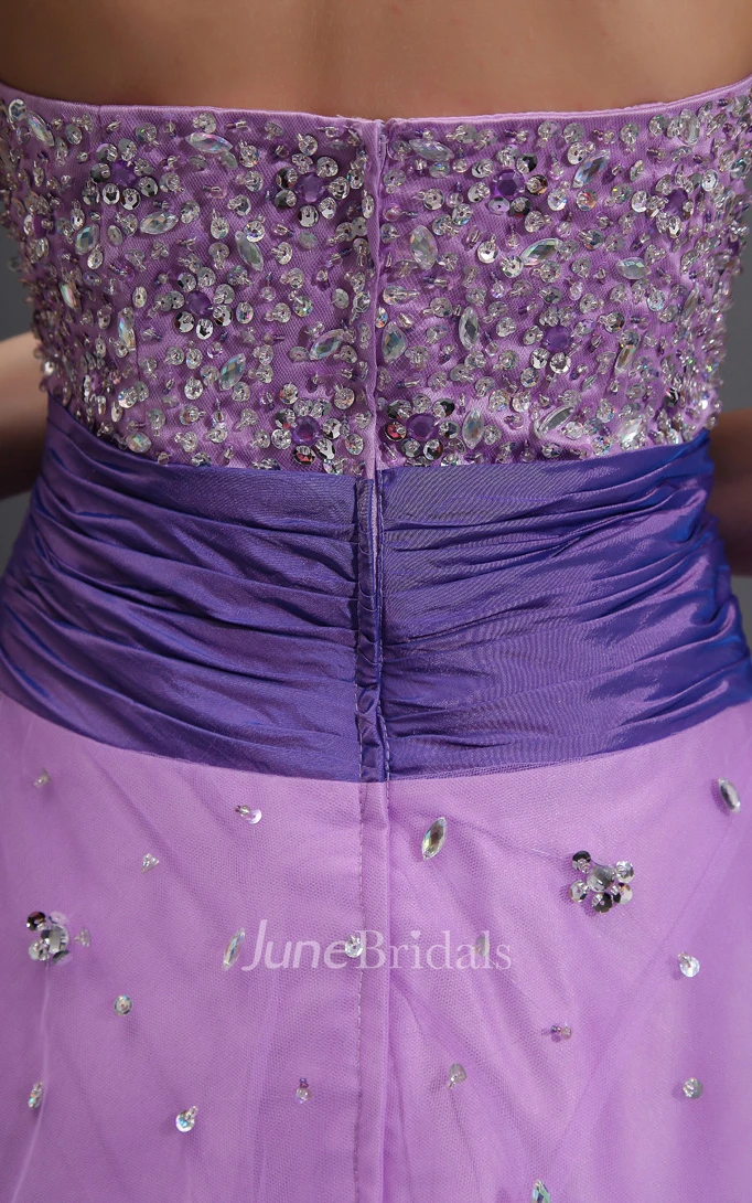 Sweetheart Sleeveless A-Line Dress With Soft Tulle And Beaded Top