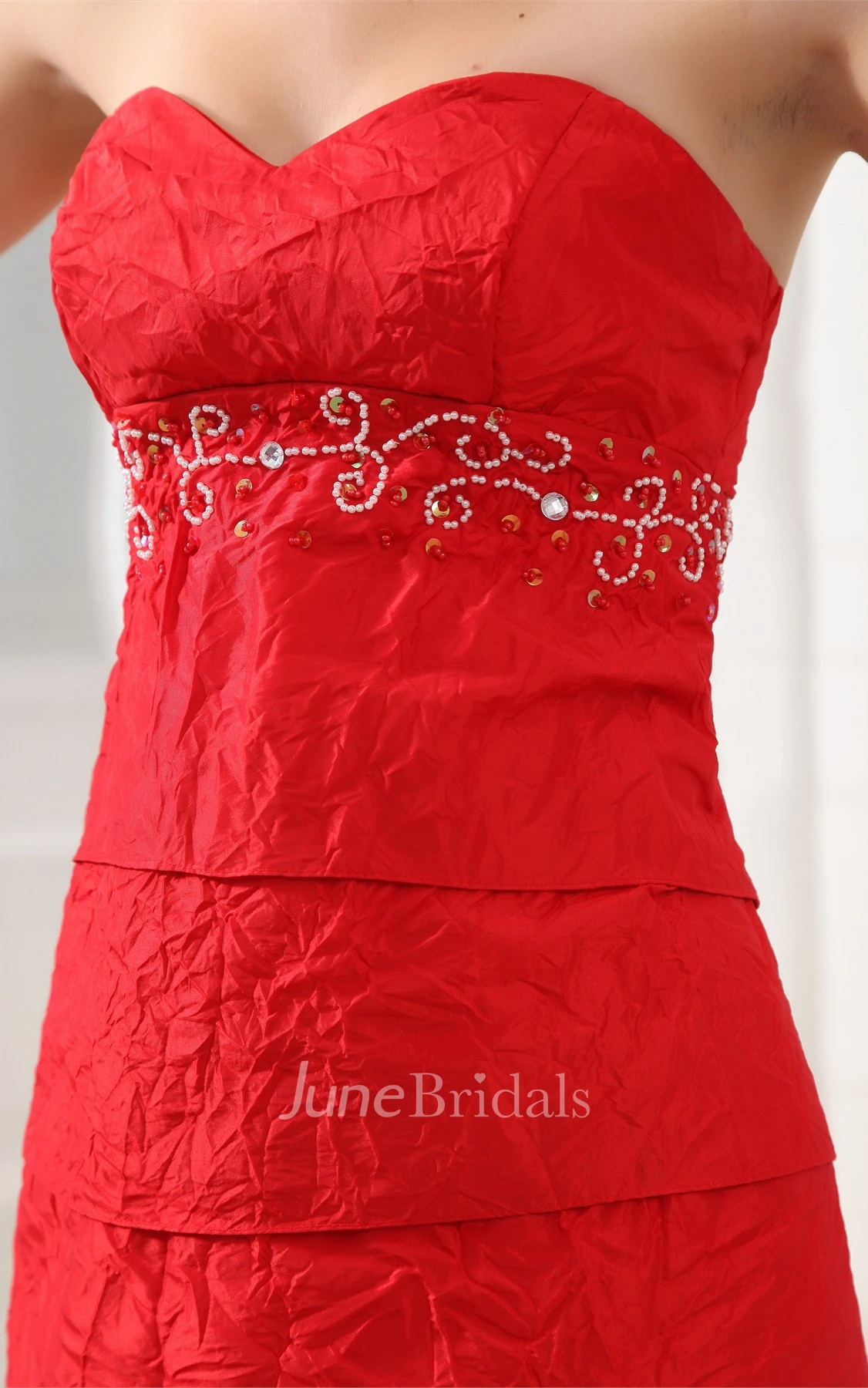 Short Sweetheart Layered Taffeta Dress with Beaded Empire Waist and Detachable Jacket