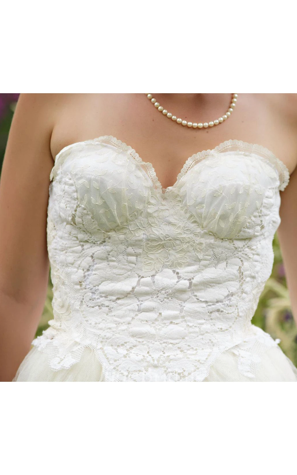 Short Tulle Lace Weddig Dress With Sash Ribbon