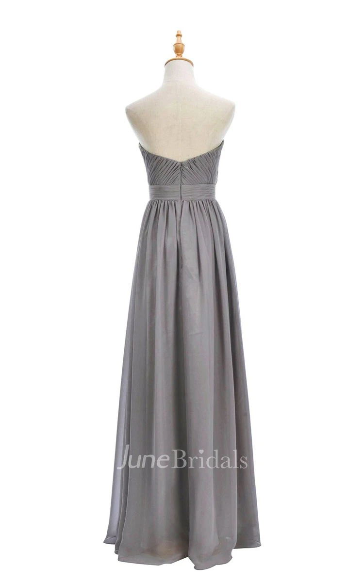 One-shoulder Sweetheart Long Empire Dress With Side Slit