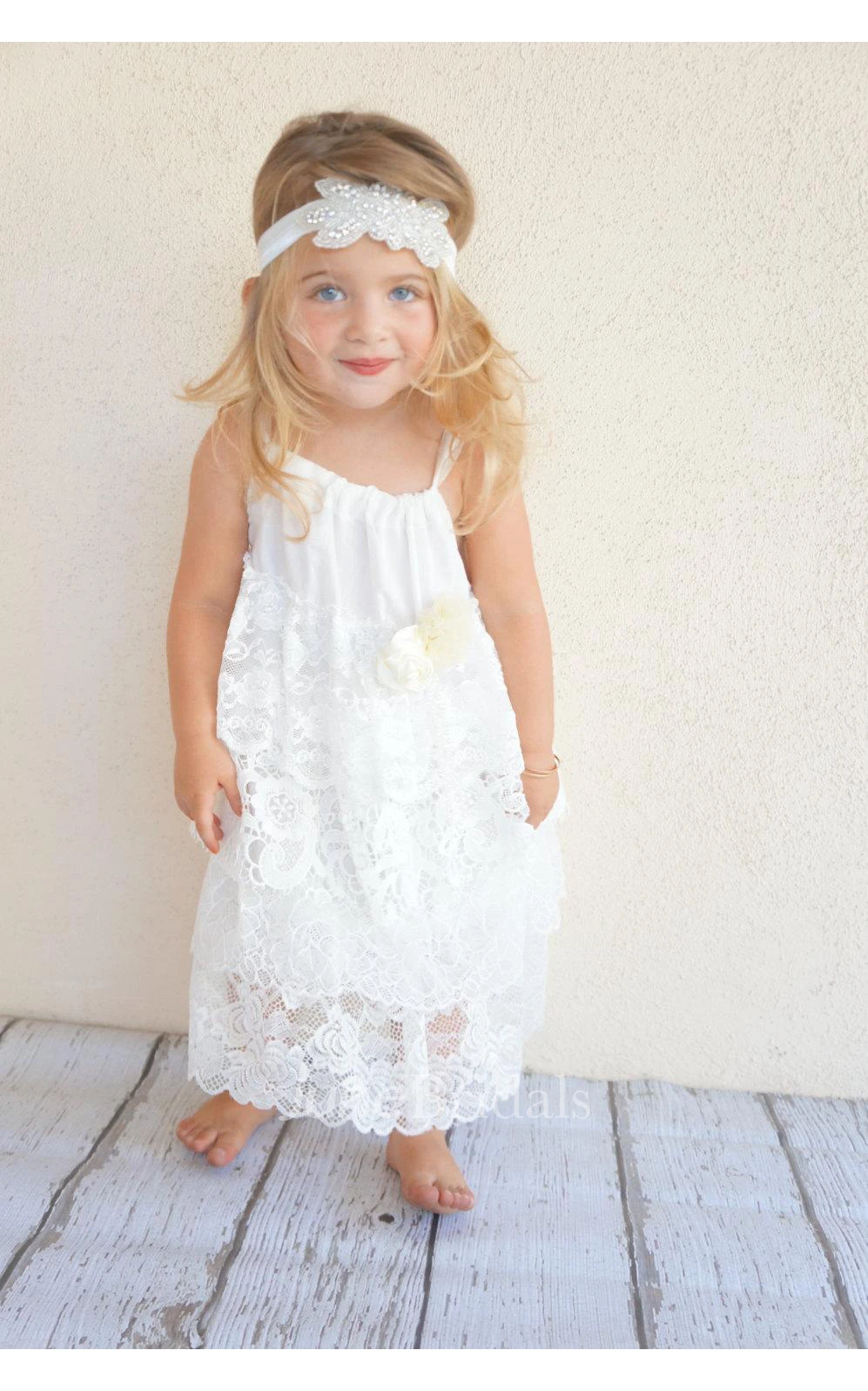 Spaghetti Strap A-line Floor Length Lace Dress With Pleats and Flower