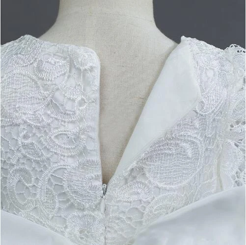 Lovely Tulle Lace Flower Girl Dress Bowknot Long Sleeve Zipper