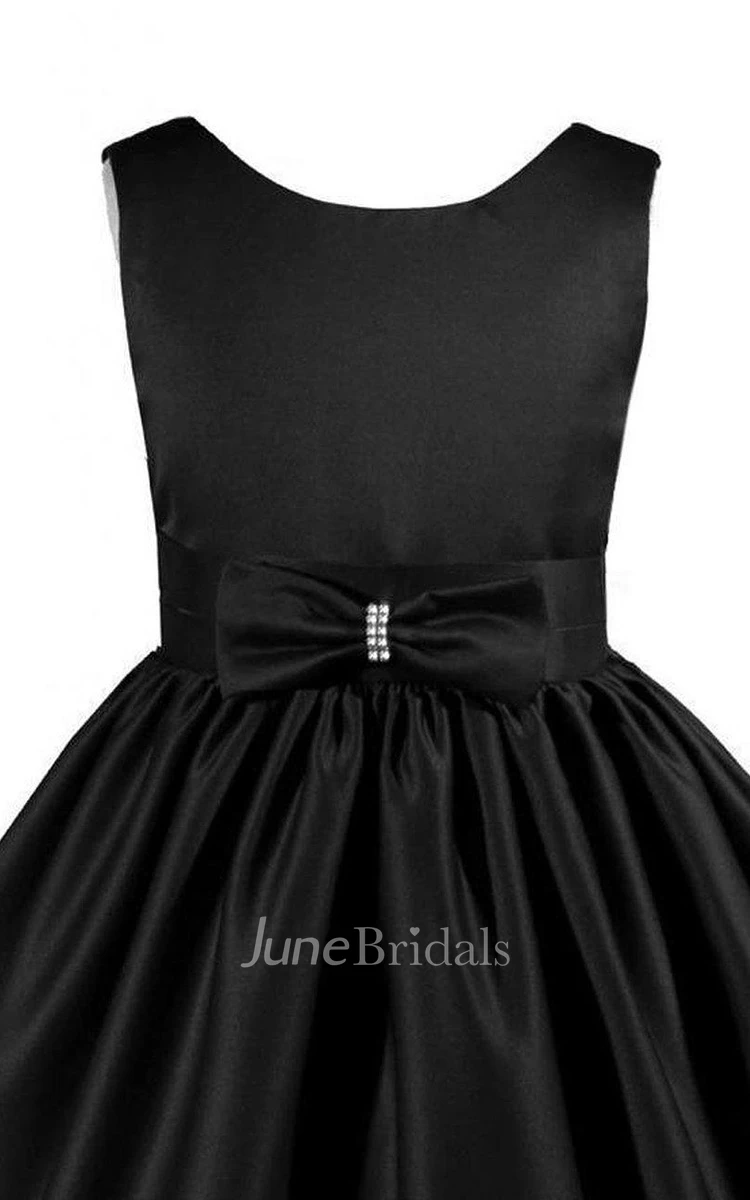 Sleeveless Scoop-neck A-line Dress With Bow