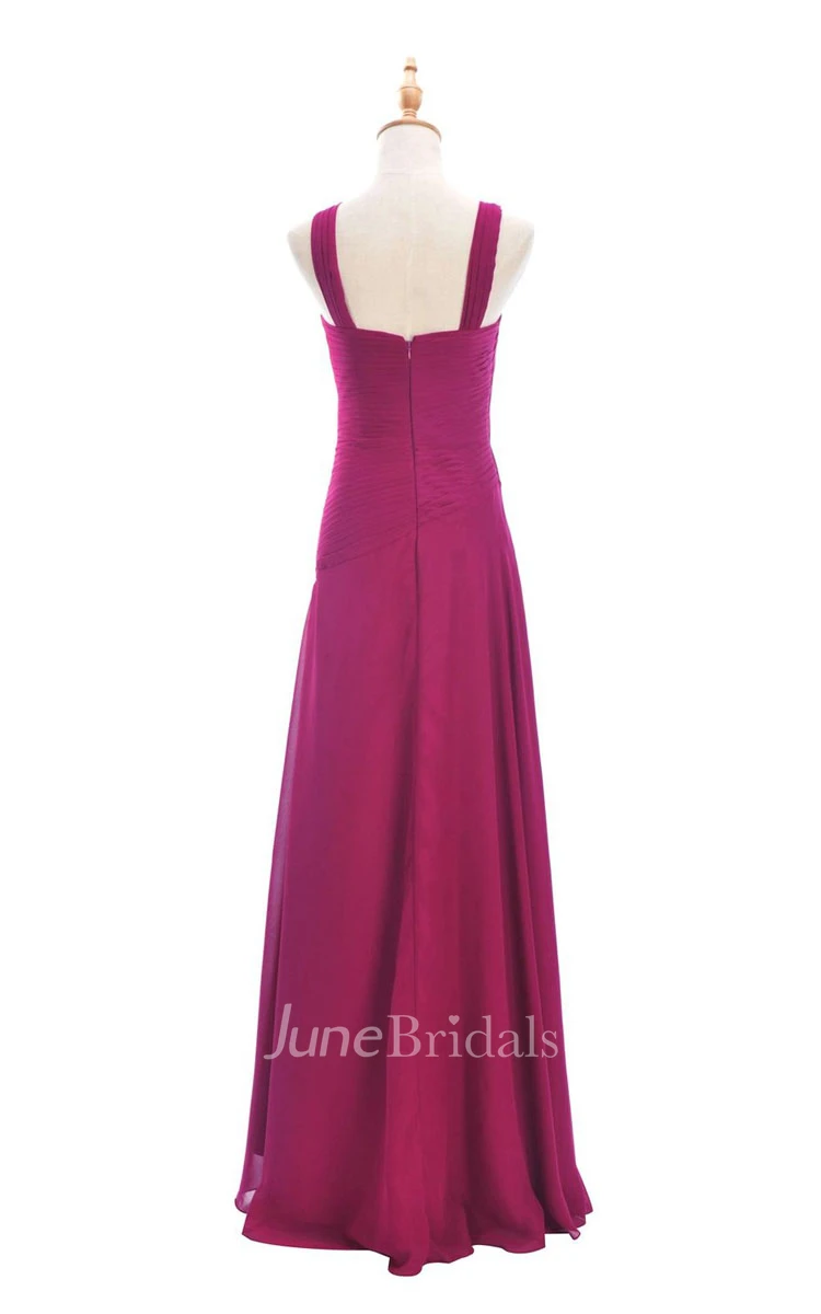 One-shoulder Sweetheart Long Empire Dress With Side Slit
