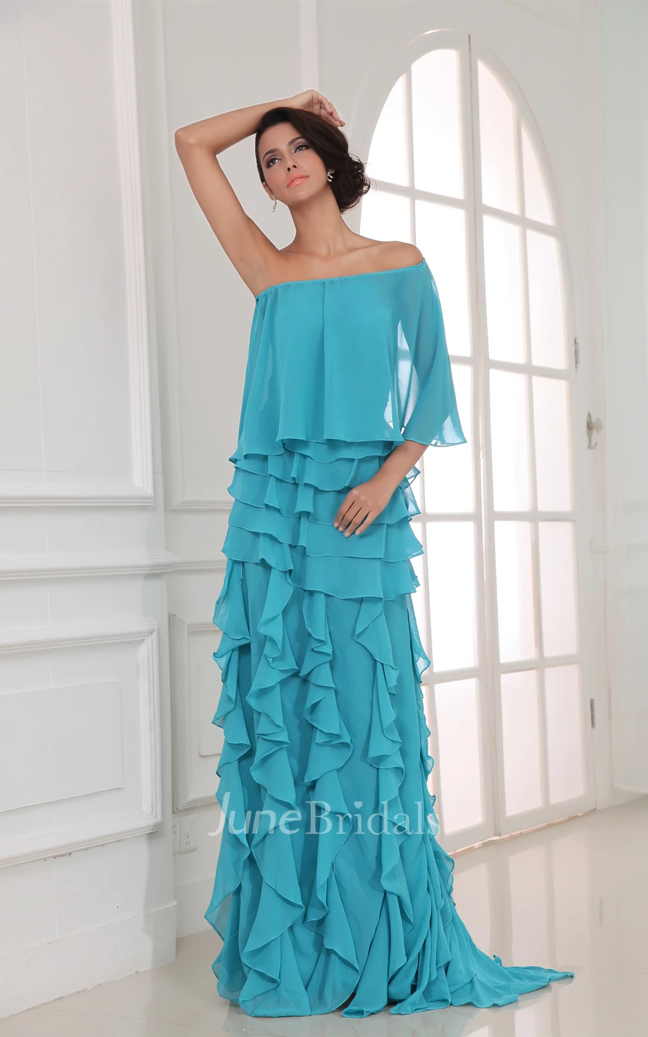 Magnificent Long Tiered Unique Sexy Chiffon Pleated Dress