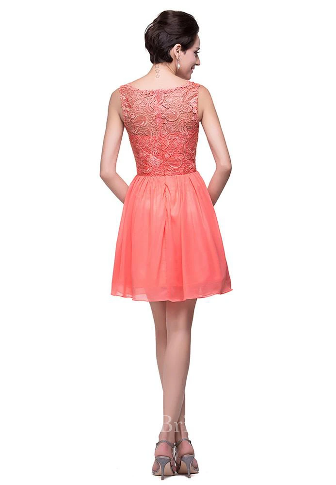 Lovely Lace Sleeveless Hoemcoming Dress Short Chiffon