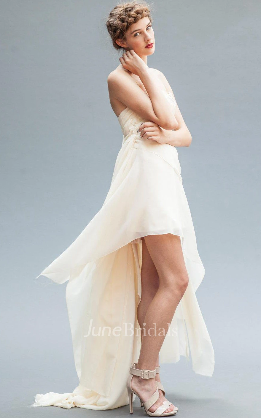 Chiffon Dress With Draping&Ruffles