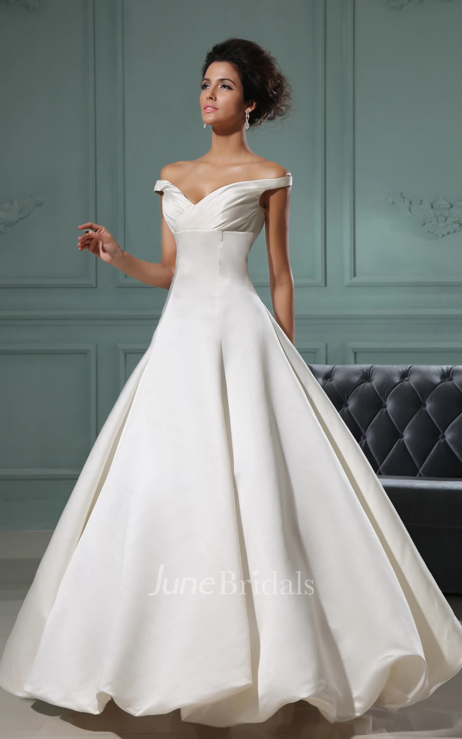 Vibrant V-Neck A-Line Deep Gown With Pick-Up Hem