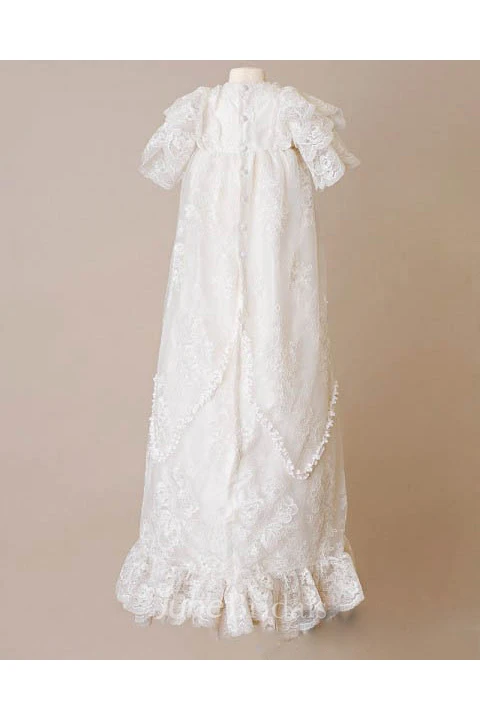 Fancy ALL Lace Christening Dress With Layered Sleeves