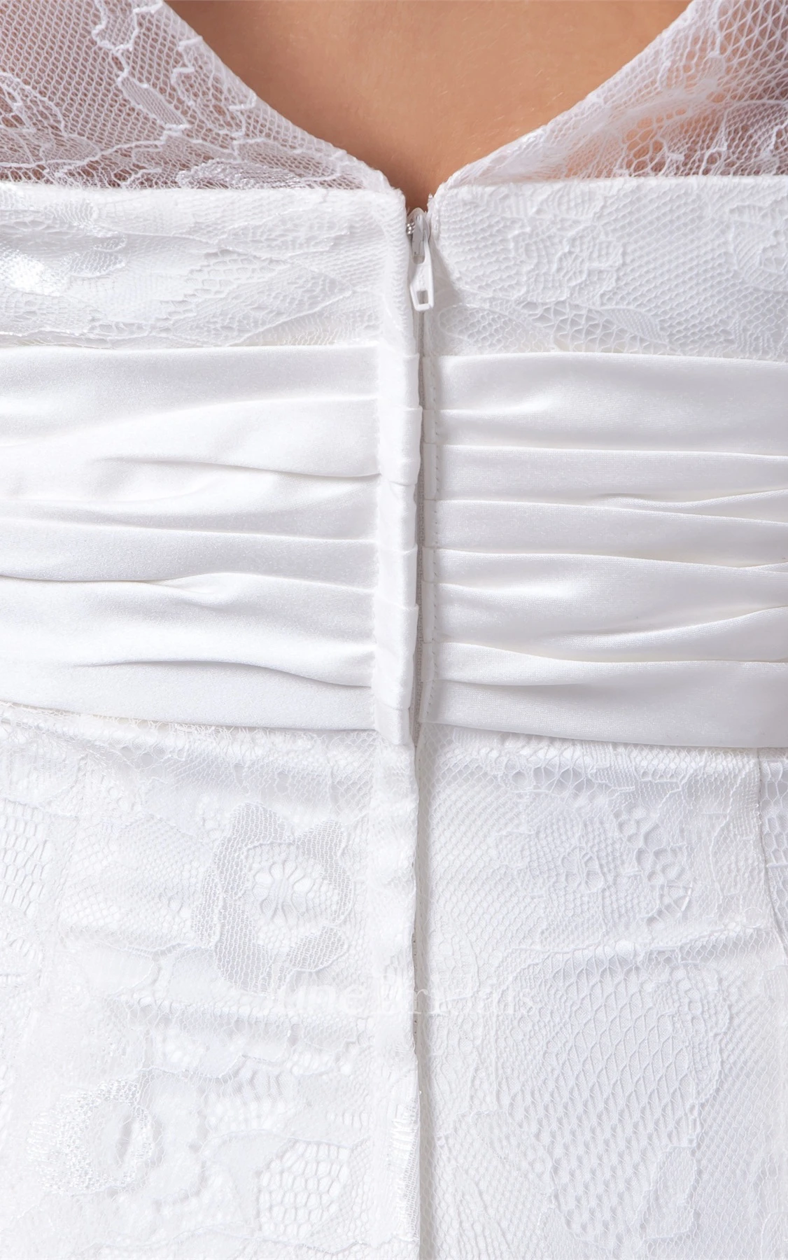 Plunged Caped-Sleeve A-Line Gown with Appliques and Ruched Waist