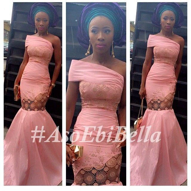 Glamorous Pink Mermaid Evening Dress Lace on Sale