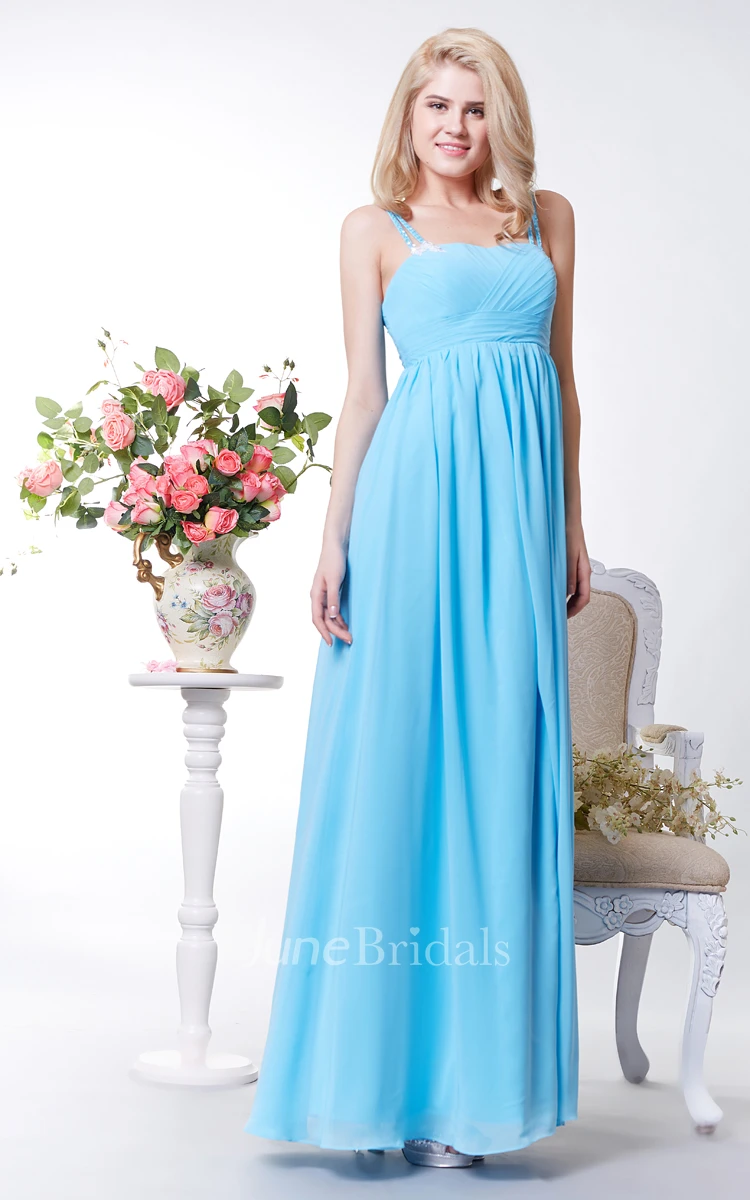 Unique Empire Chiffon Long Dress With Spaghetti Straps