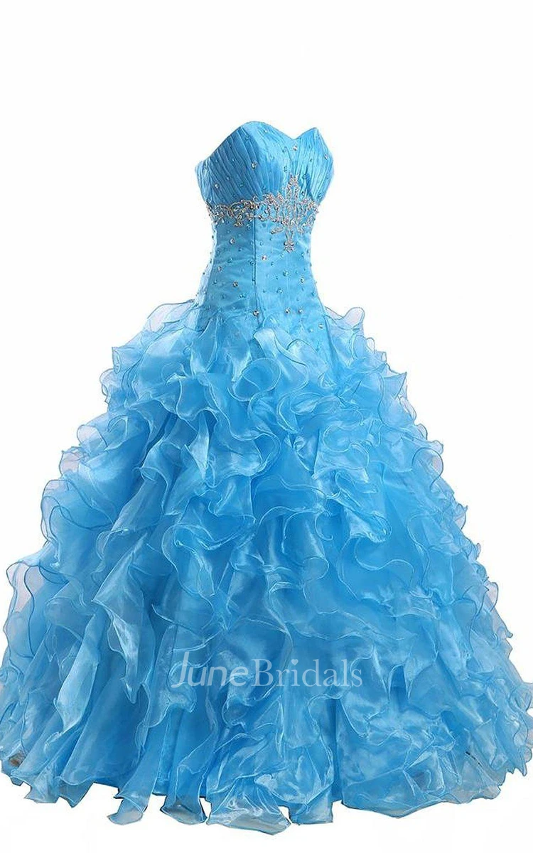 Sweetheart Ball Gown With Ruffles and Beadings