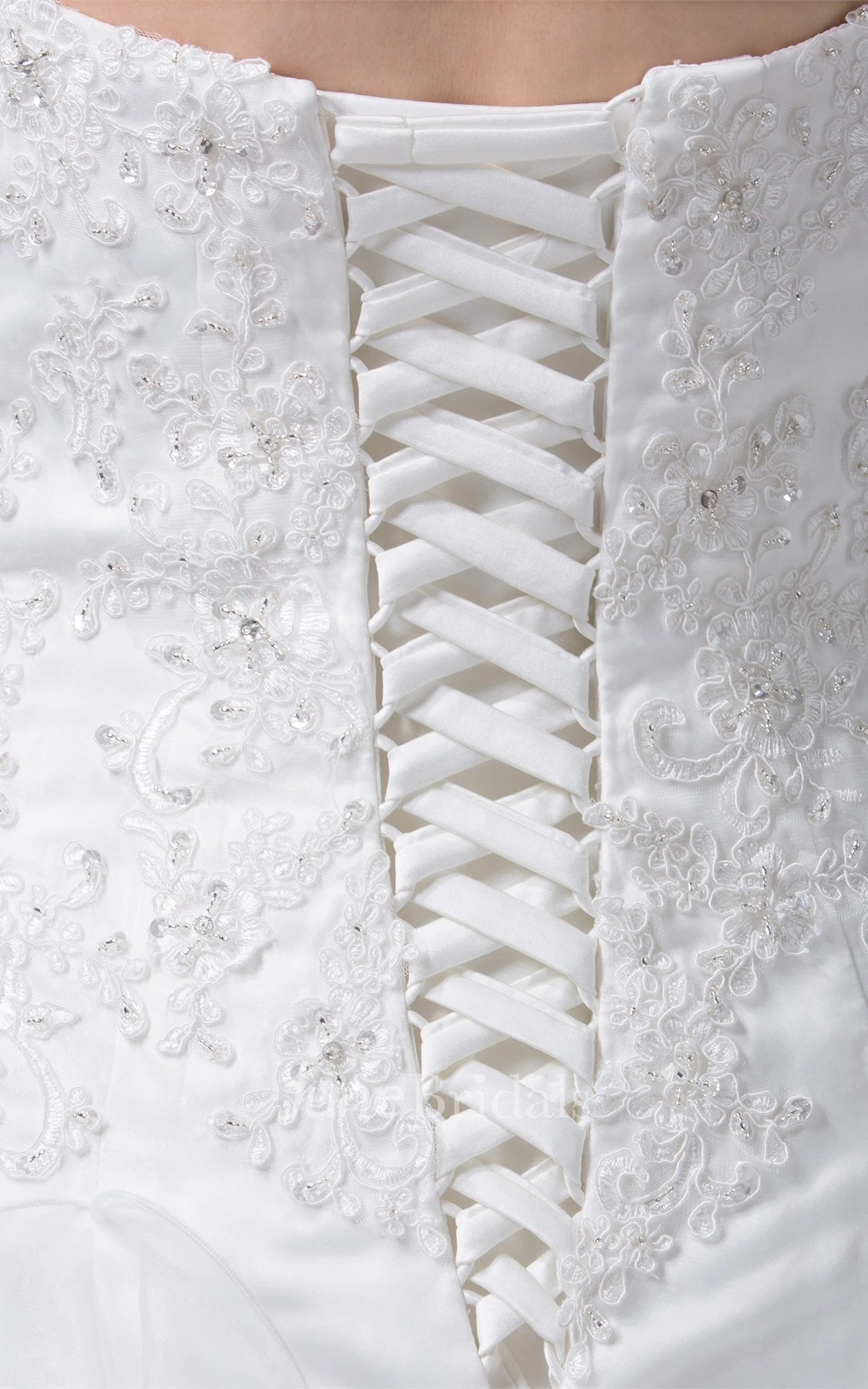 Ruffled A-Line Gown with Appliques and Crystal Detailing