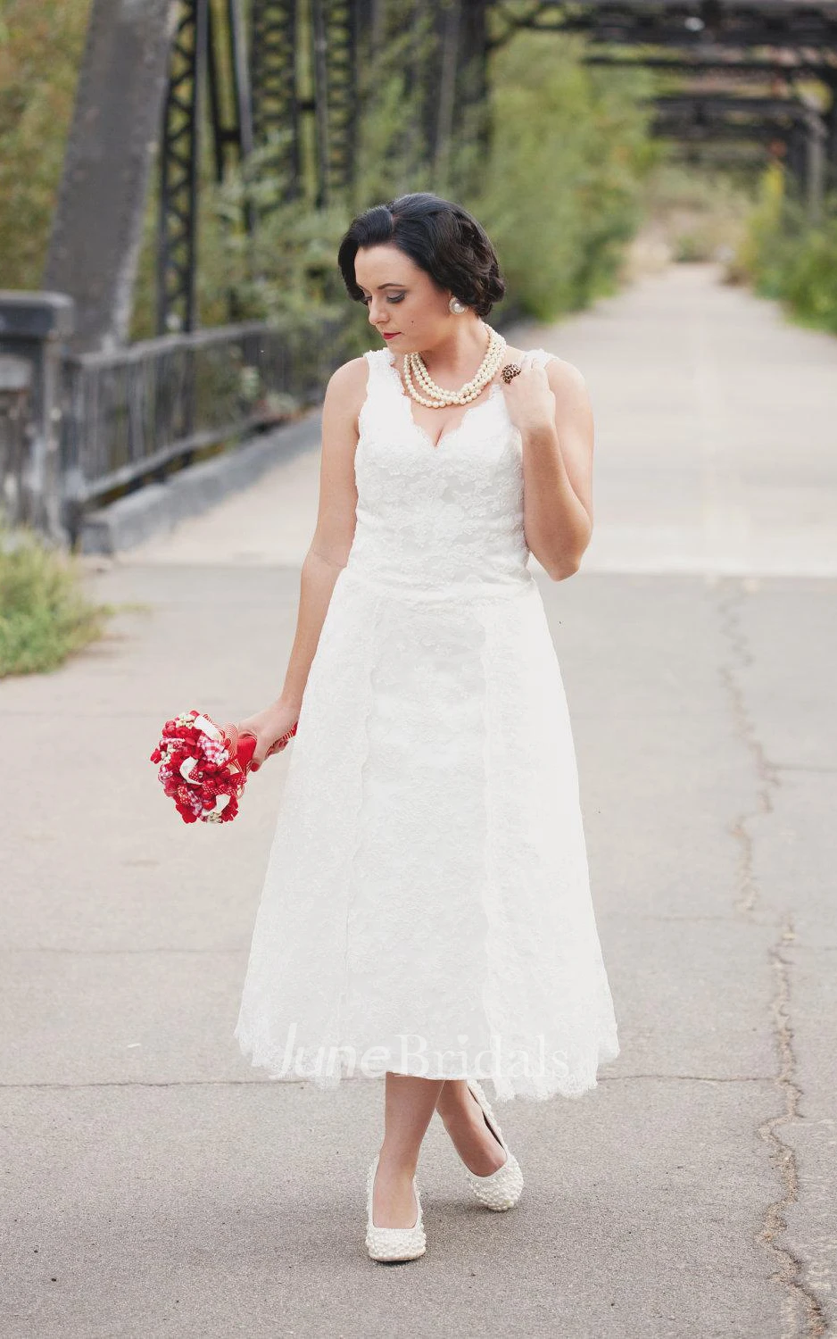 Lace Wedding Tea Length Runaround Sue Dress