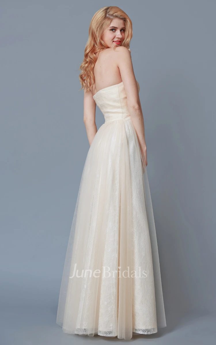 Empire Sweetheart Lace and Tulle Long Bridesmaid Dress