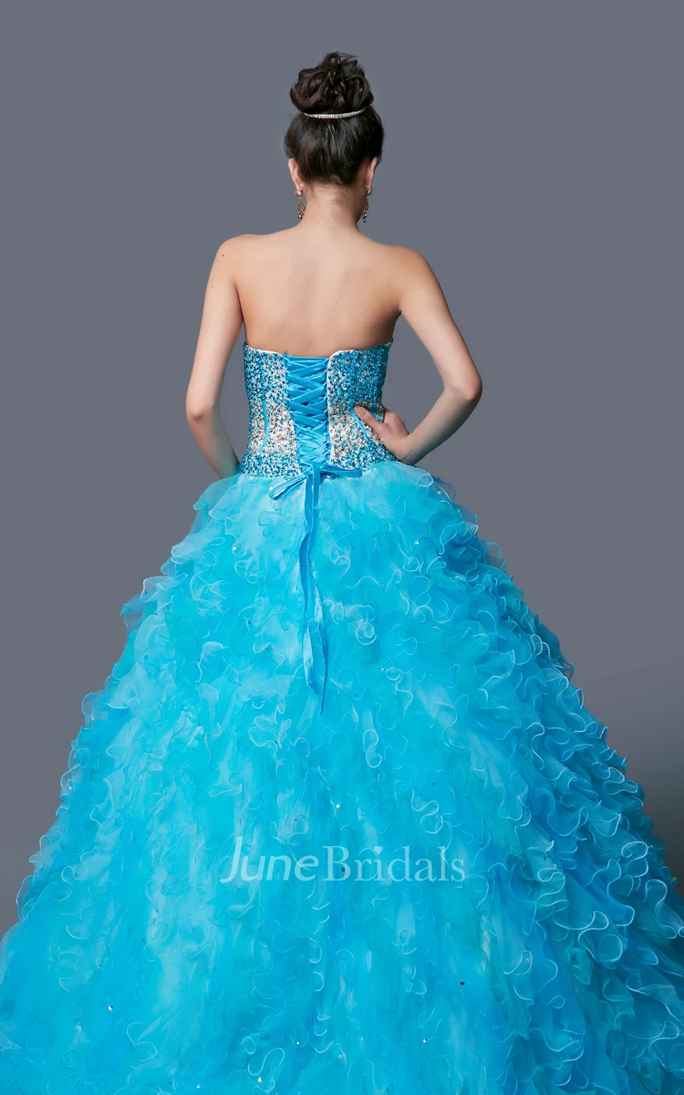 Dramatic Basque Bodice Floor Length Gown