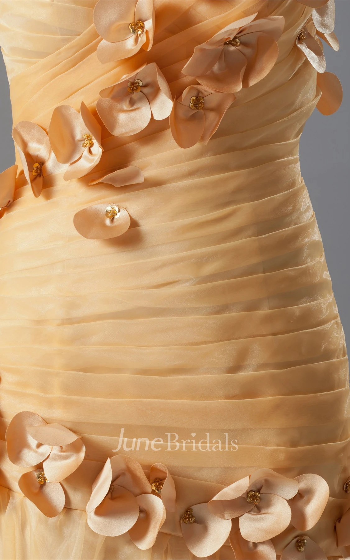 sweetheart tulle criss-cross dress with ruching and flower