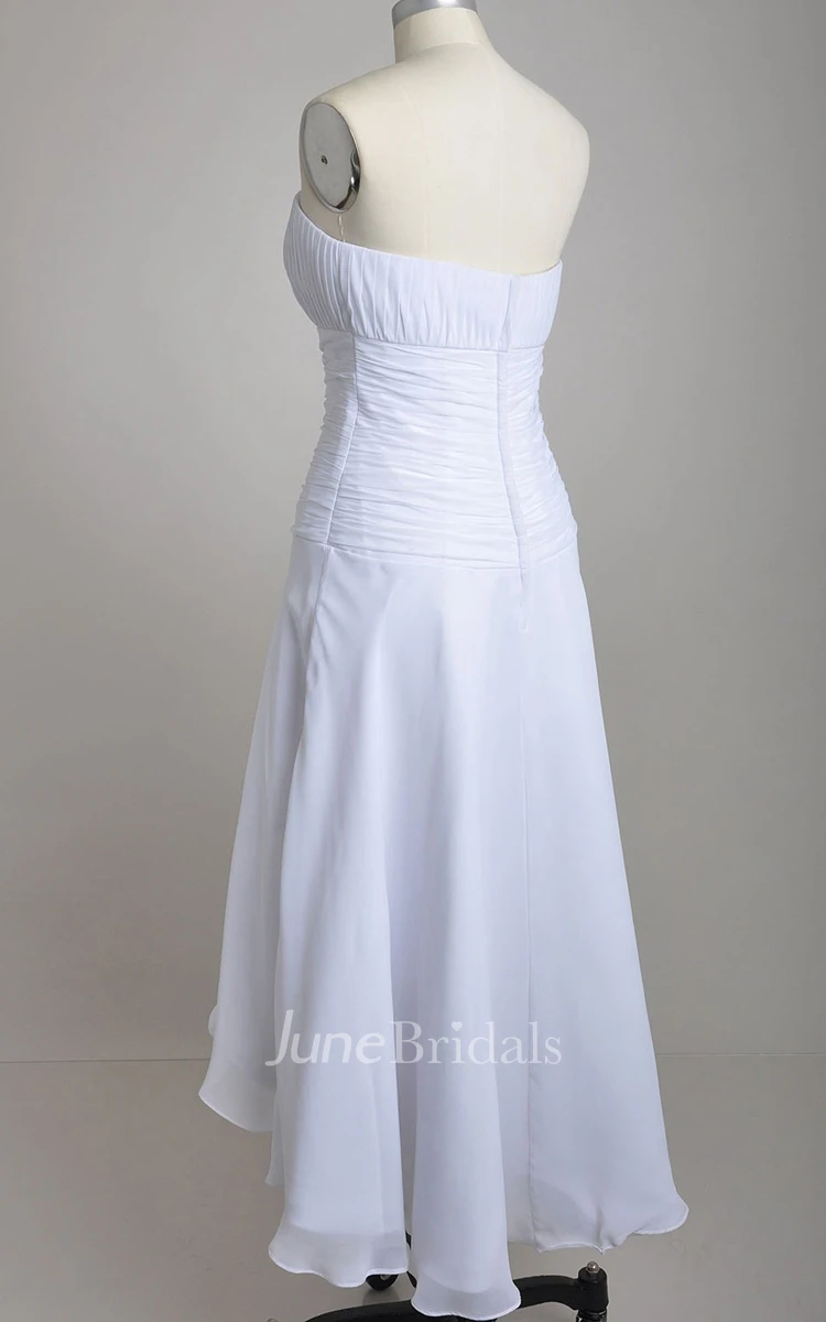 Strapless High-low A-line Chiffon Short Dress With Asymmetrical Front