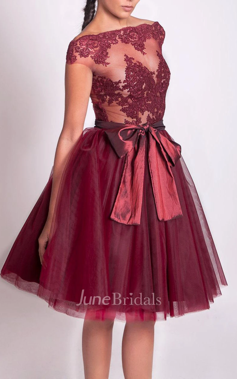 Tulle&Lace&Taffeta Dress With Zipper