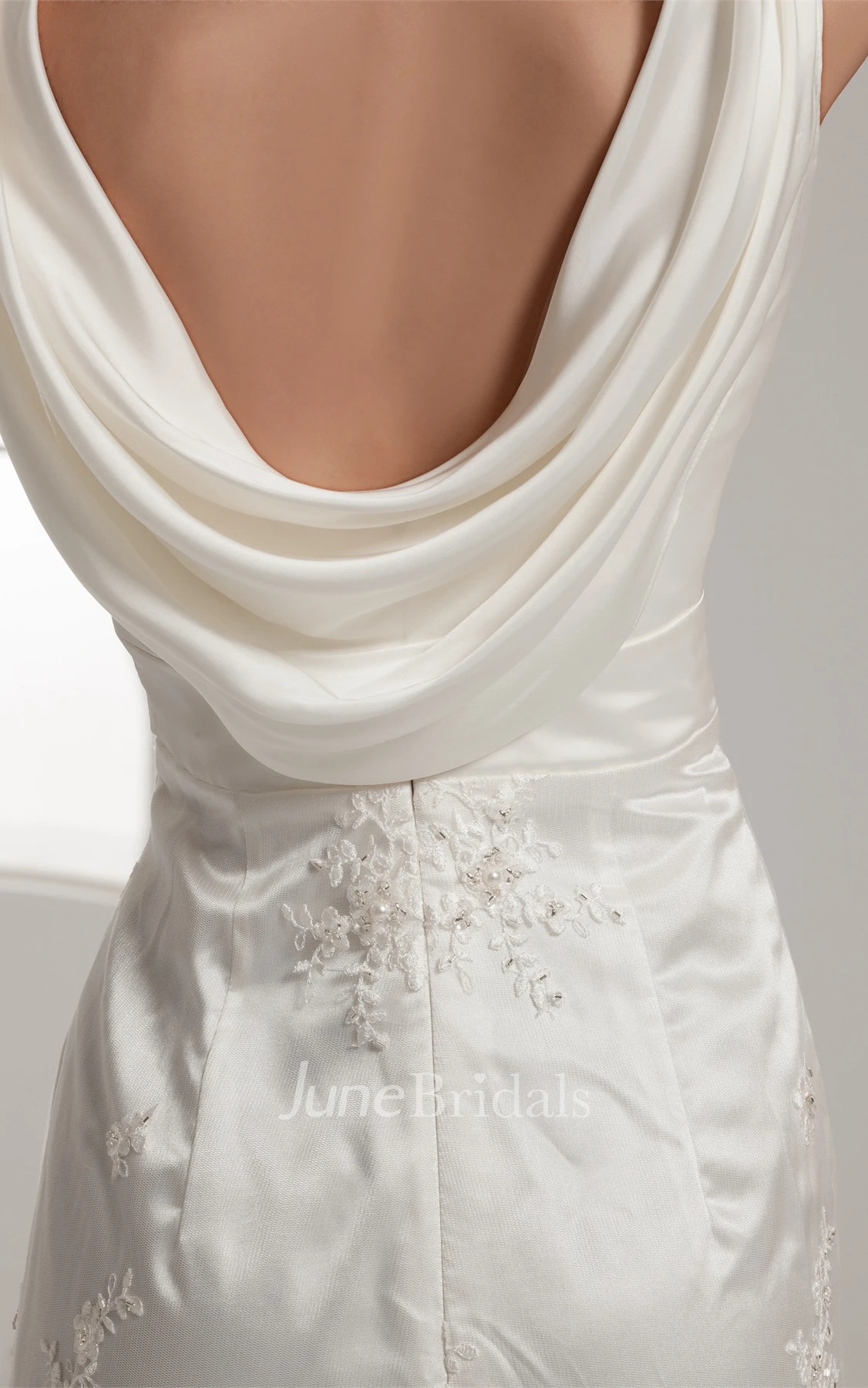 Deep-V-Neck Sheath Floor-Length Dress with Appliques and Ruching