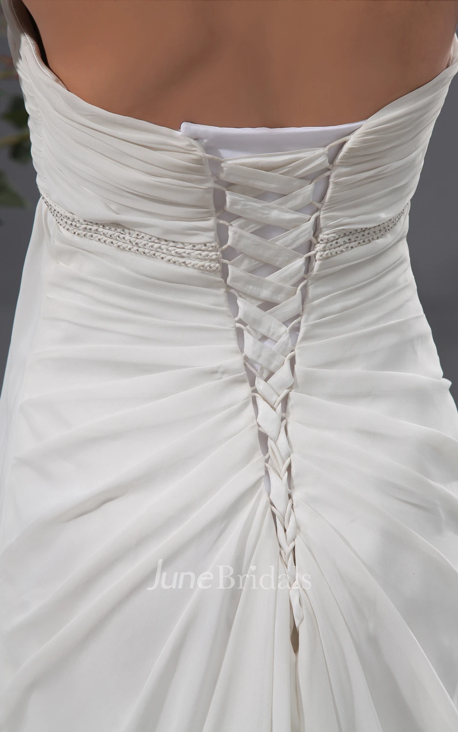 Ruffled Empire Chiffon Dress With Sweep Train And Draping