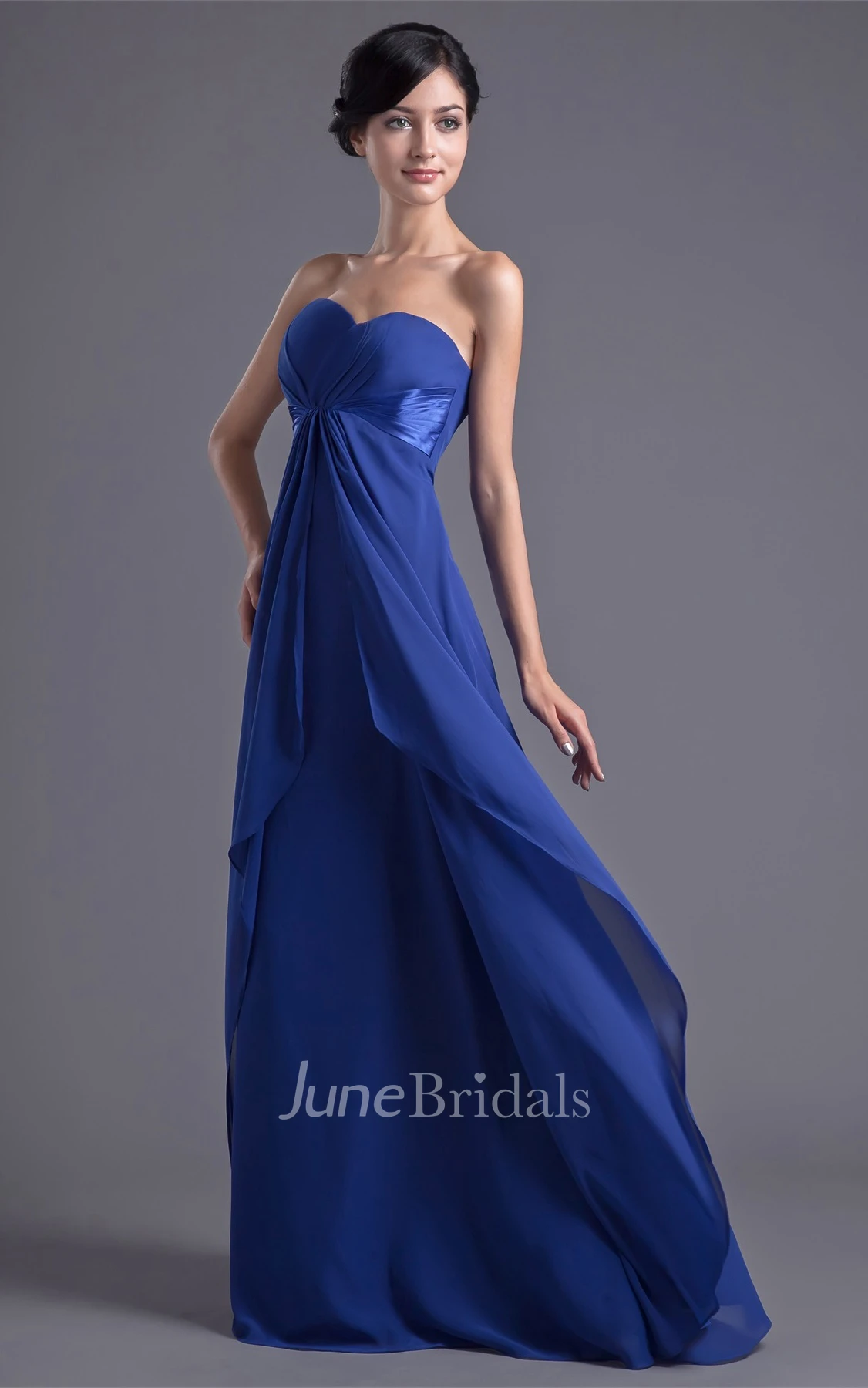 chiffon floor-length sweetheart dress with central ruching