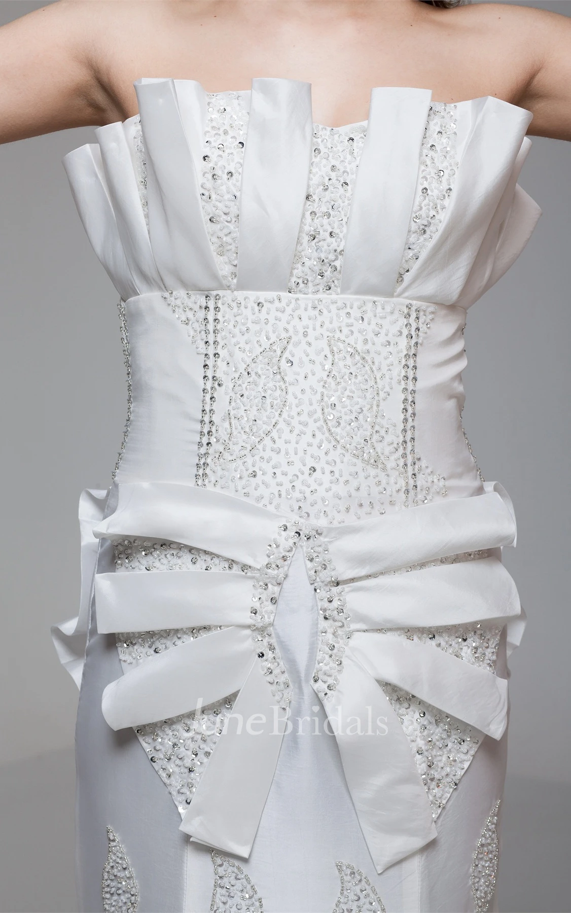 Strapless Mermaid Beaded Gown with Tiers and Ruffles