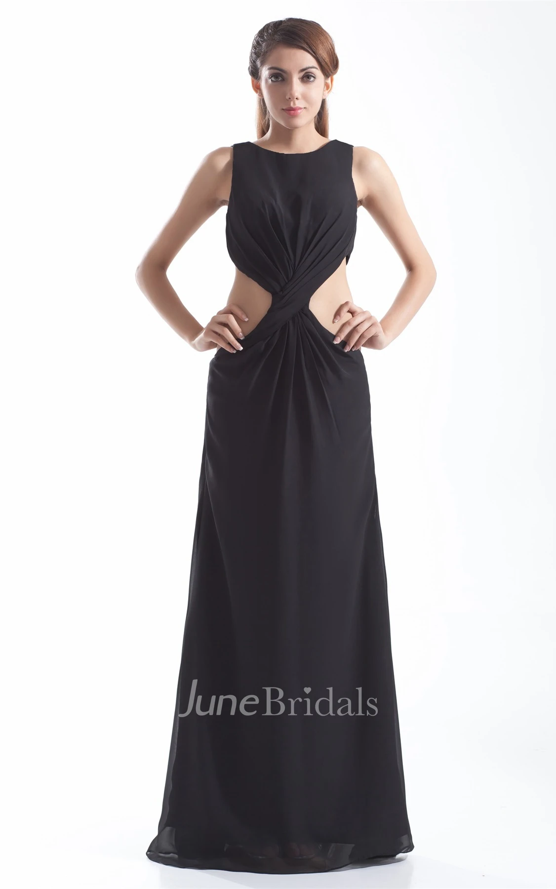 Sleeveless Maxi Dress with Keyhole and Central Ruching