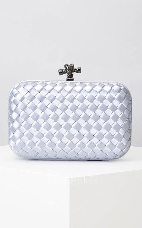 Woven Satin Clutch with Top Clasp