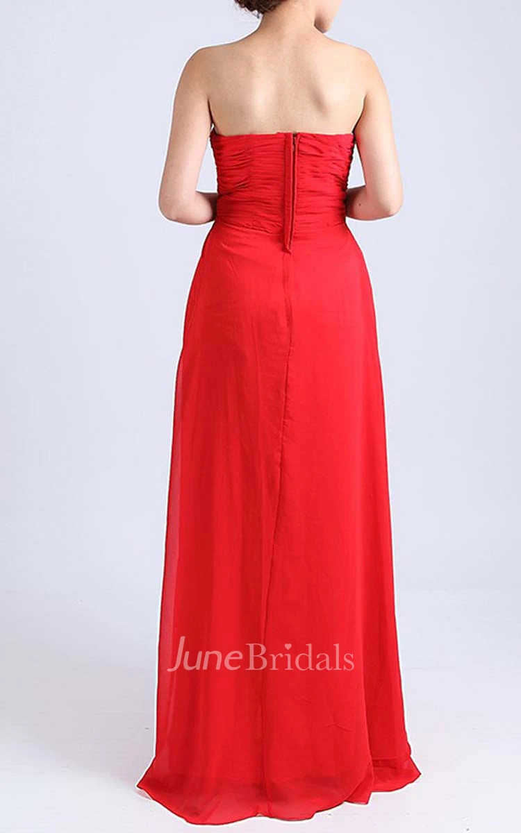 Sweetheart Empire Chiffon Floor-length Dress With Criss-Cross Pleats