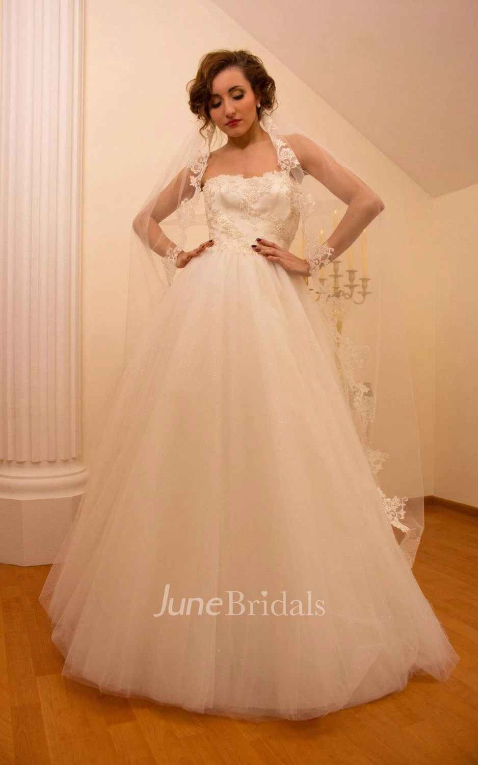 Cathedral Train Tulle Lace Weddig Dress With Illusion