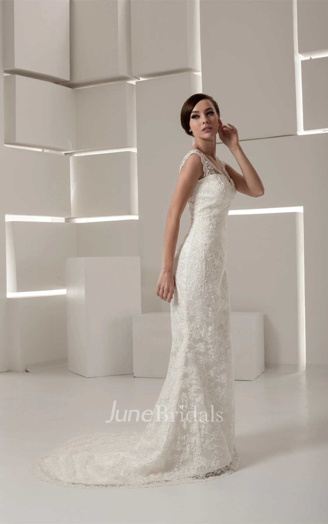 Caped-Sleeve V-Neck Mermaid Dress with Lace and Beading